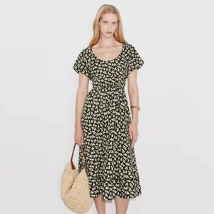 New Tory Burch Scoop Neck Midi Dress – Size 4 - Black Little Leaves